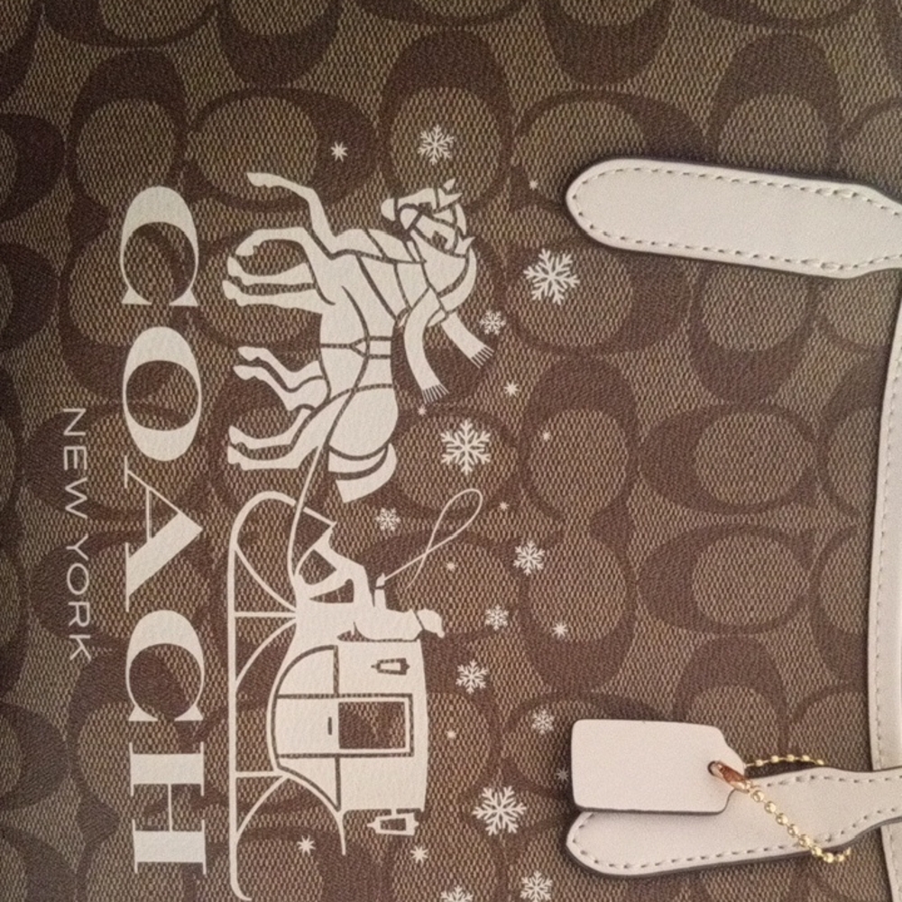 Coach Signature Brown and Cream Handbag